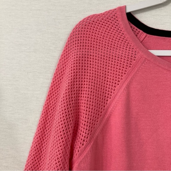 Lauren Ralph Lauren Pink Round Neck Mesh Sleeve Knit Pullover Top XL - Picture 5 of 10